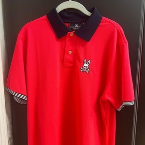 Men’s large coral and blue psycho bunny polo